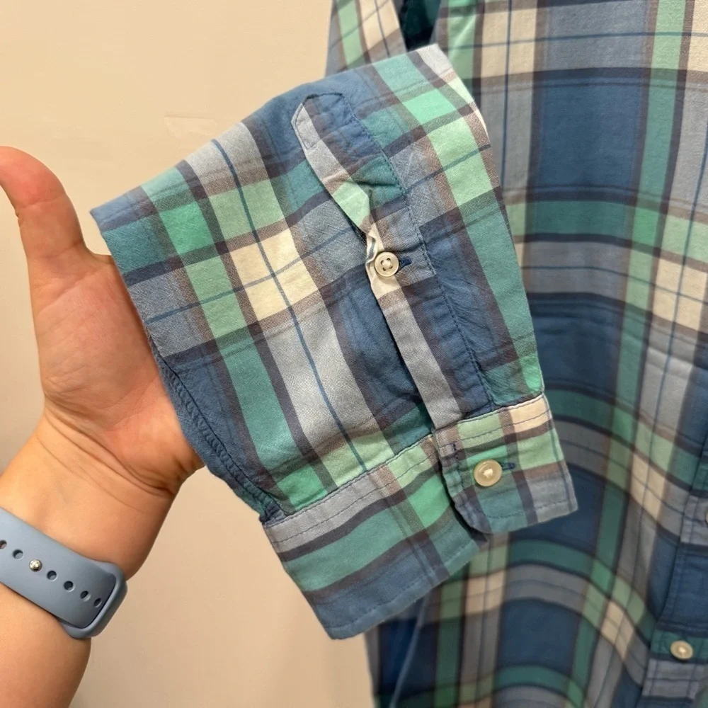 J. Crew Long Sleeve Button Down Shirt Cotton Plaid Casual Western Fall XL Tall